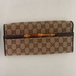 Gucci Vintage Bamboo GG Monogram Canvas Clutch & Crossbody Bag